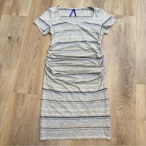 Seraphine Striped Fitted Midi Maternity Dress